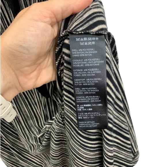 Anthropologie Maeve Salsola High Low Faux Wrap Jersey Dress Black Stripe Small - Picture 7 of 9